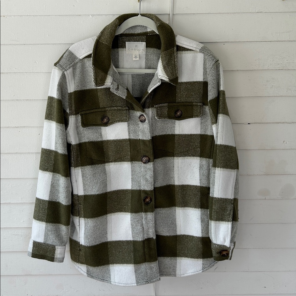 Caslon green plaid shacket size L - Picture 3 of 5